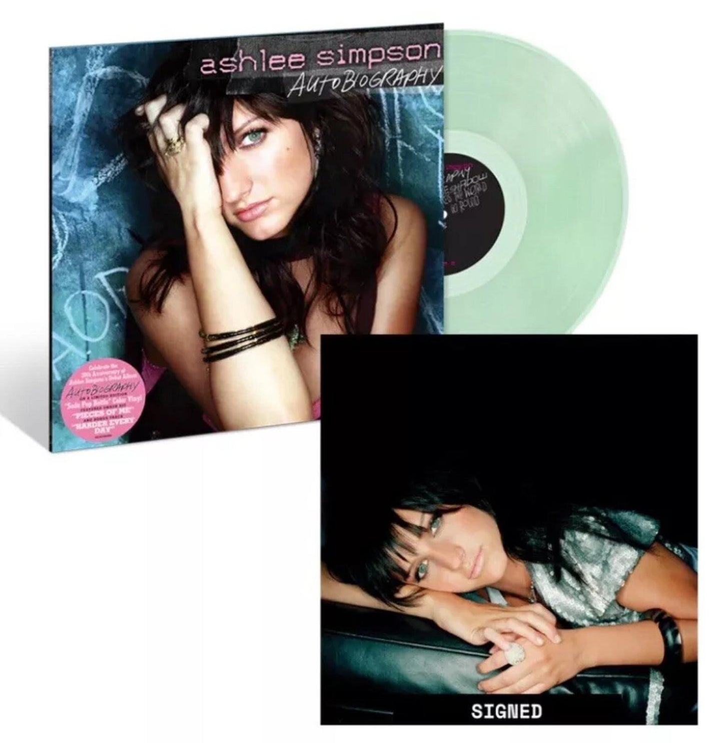 ASHLEE SIMPSON Autobiography Vinyl LP Coke Bottle Clear + SIGNED Litho IN HAND