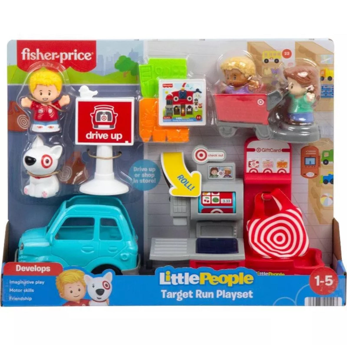 Fisher Price Little People Target Run Playset Drive Up Target Dog