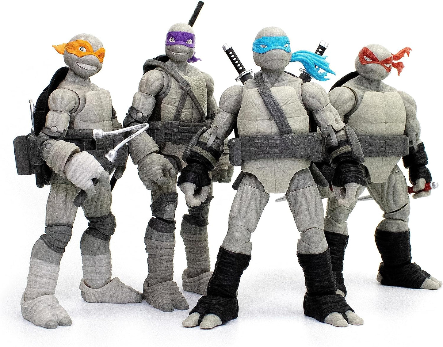 The Loyal Subjects Teenage Mutant Ninja Turtles BST AXN IDW Figura de acción inspirada en el cómic 'Blanco y negro' de 5 pulgadas, paquete de 4 - Exclusivo de SDCC 2023