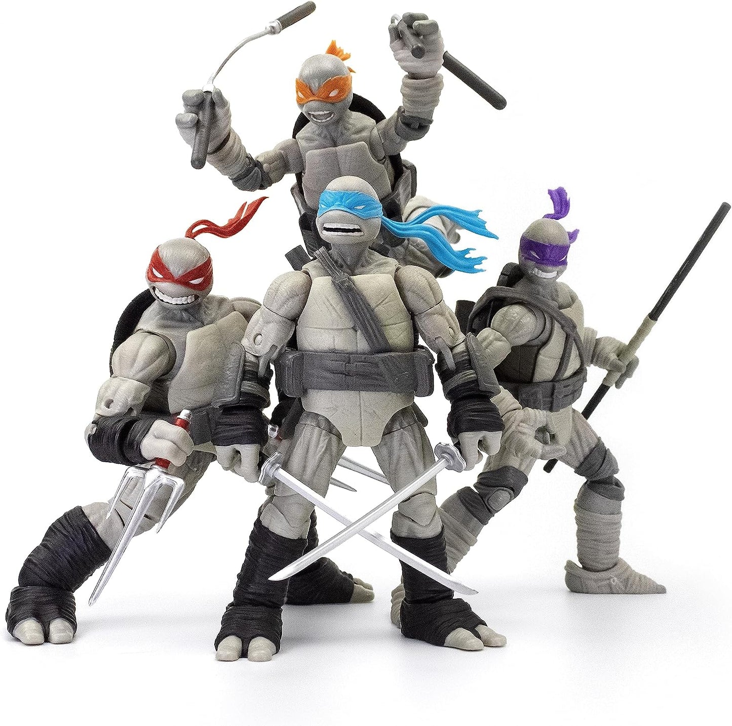 The Loyal Subjects Teenage Mutant Ninja Turtles BST AXN IDW Figura de acción inspirada en el cómic 'Blanco y negro' de 5 pulgadas, paquete de 4 - Exclusivo de SDCC 2023